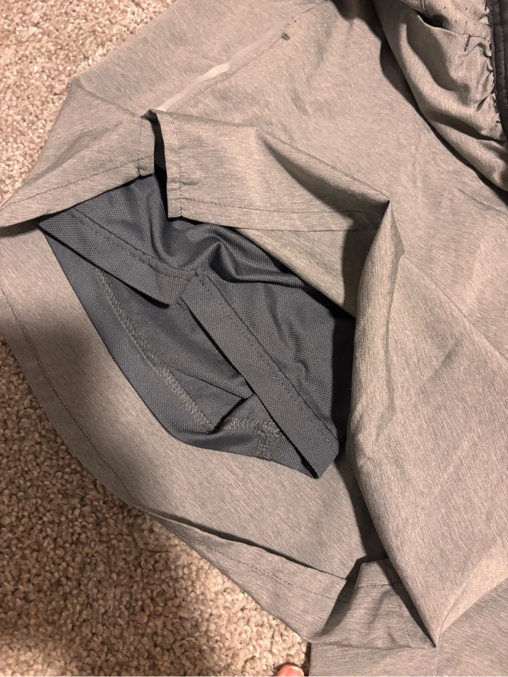 Nike Men's Gray Athletic Shorts with Black Drawstring